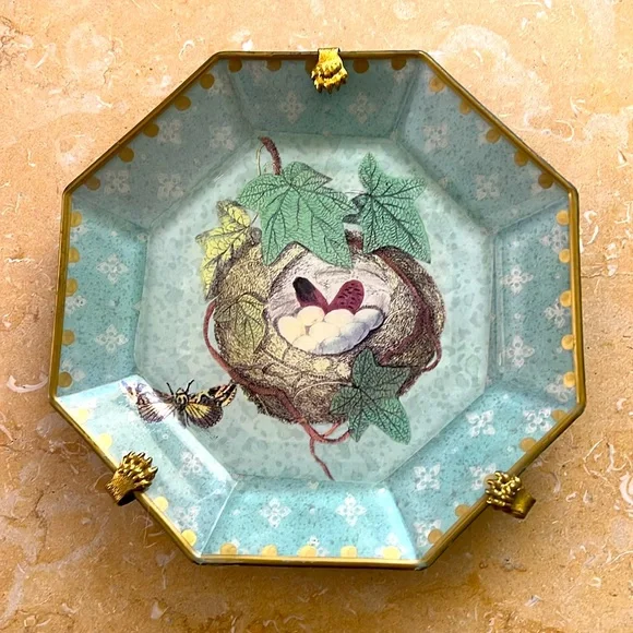 Three Charming Bird Nest Decorative Decoupage Plates
